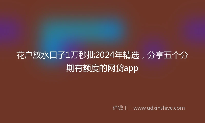 花户放水口子1万秒批2024年精选，分享五个分期有额度的网贷app