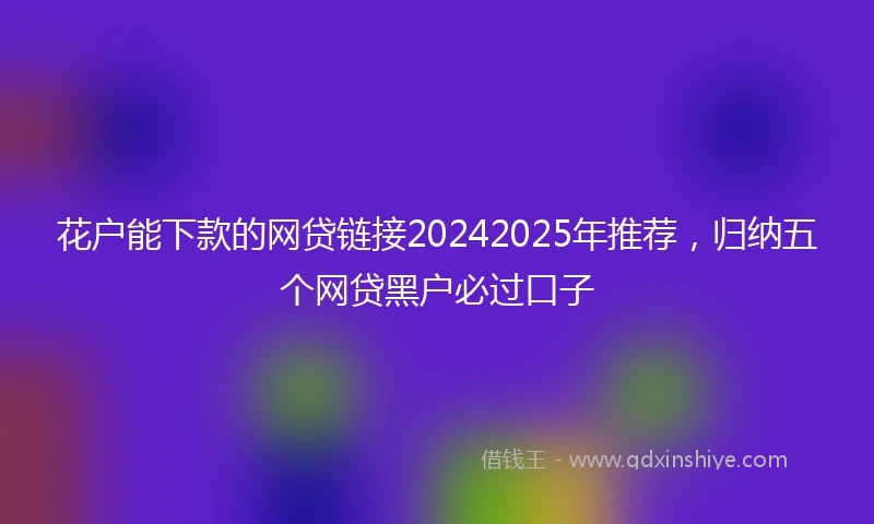 花户能下款的网贷链接20242025年推荐，归纳五个网贷黑户必过口子