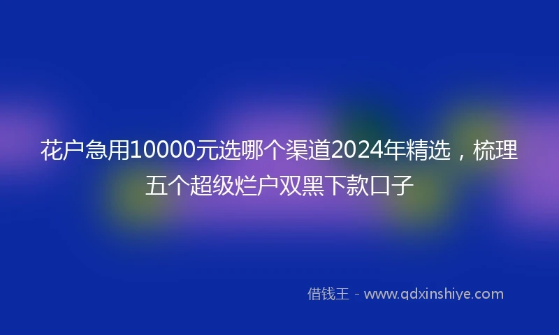 花户急用10000元选哪个渠道2024年精选，梳理五个超级烂户双黑下款口子