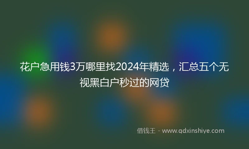 花户急用钱3万哪里找2024年精选，汇总五个无视黑白户秒过的网贷