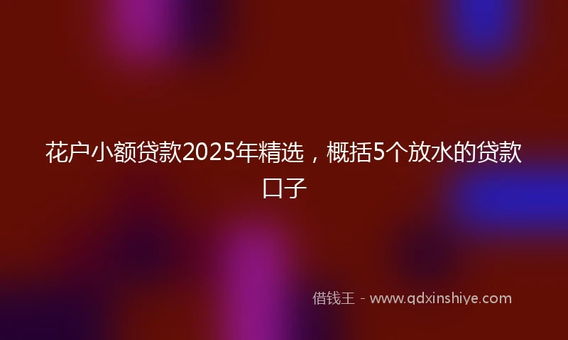 花户小额贷款2025年精选,概括5个放水的贷款口子