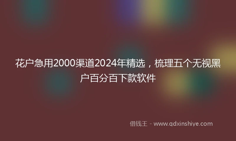 花户急用2000渠道2024年精选，梳理五个无视黑户百分百下款软件