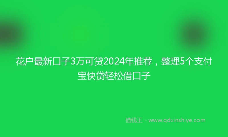 花户最新口子3万可贷2024年推荐，整理5个支付宝快贷轻松借口子