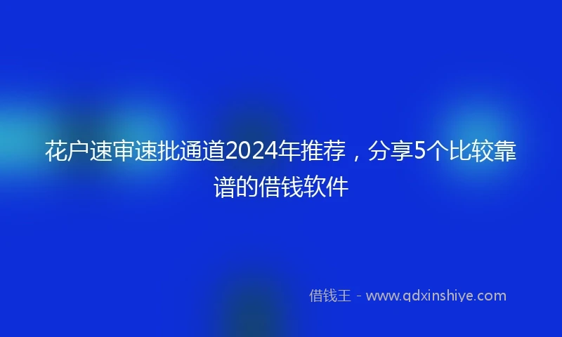 花户速审速批通道2024年推荐，分享5个比较靠谱的借钱软件