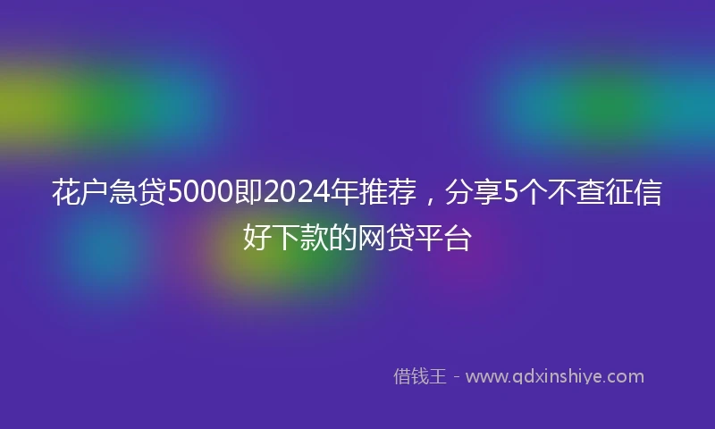 花户急贷5000即2024年推荐，分享5个不查征信好下款的网贷平台