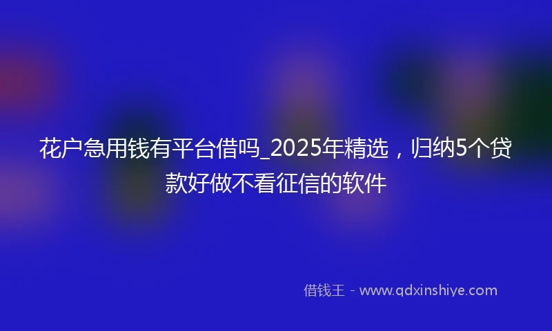 花户急用钱有平台借吗_2025年精选，归纳5个贷款好做不看征信的软件