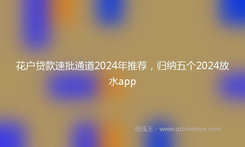花户贷款速批通道2024年推荐，归纳五个2024放水app