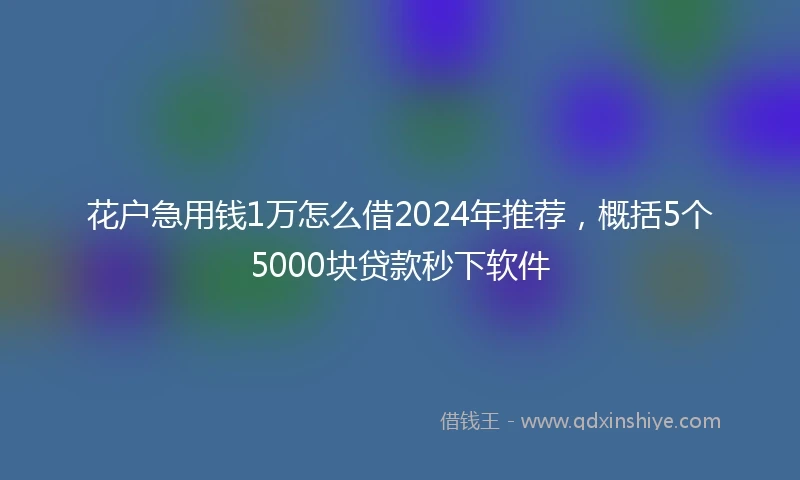 花户急用钱1万怎么借2024年推荐，概括5个5000块贷款秒下软件