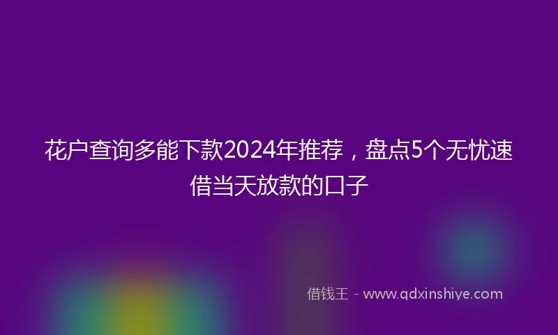 花户查询多能下款2024年推荐，盘点5个无忧速借当天放款的口子