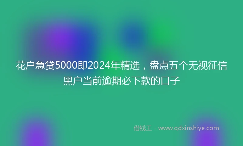花户急贷5000即2024年精选，盘点五个无视征信黑户当前逾期必下款的口子