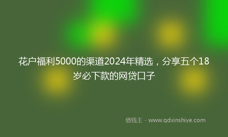 花户福利5000的渠道2024年精选，分享五个18岁必下款的网贷口子