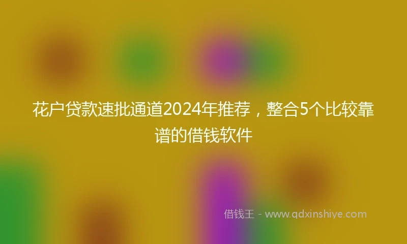 花户贷款速批通道2024年推荐，整合5个比较靠谱的借钱软件