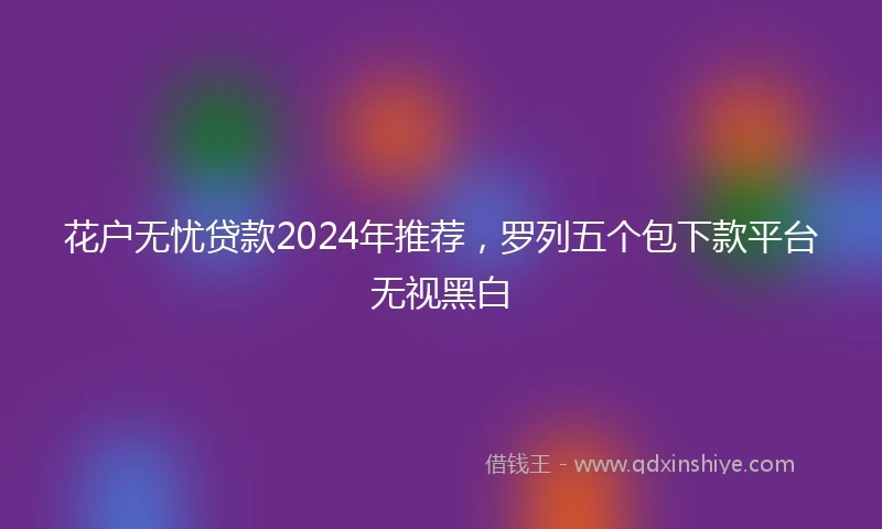 花户无忧贷款2024年推荐，罗列五个包下款平台无视黑白