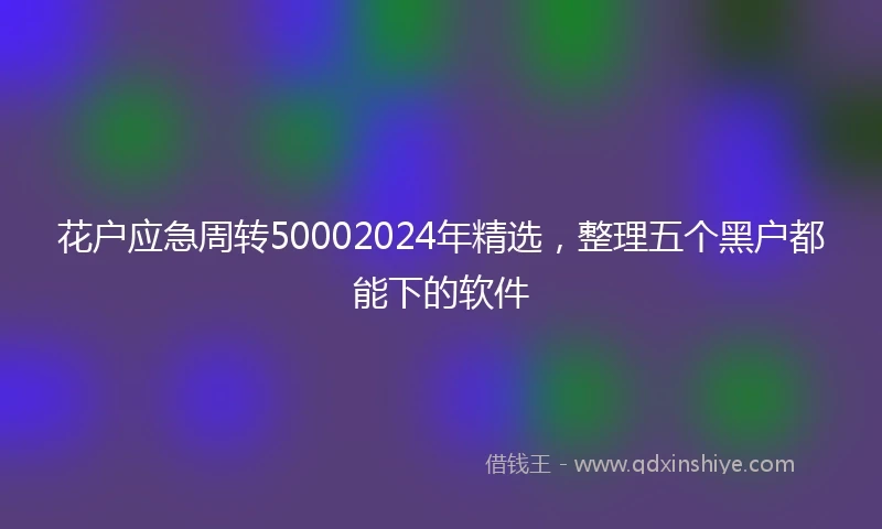 花户应急周转50002024年精选，整理五个黑户都能下的软件