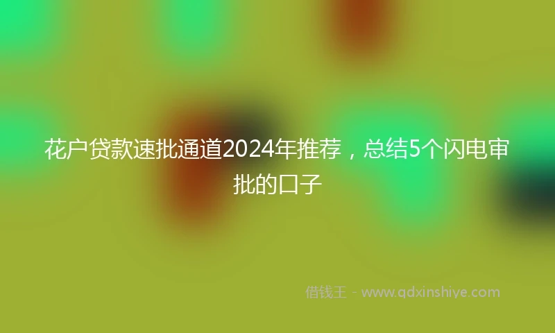 花户贷款速批通道2024年推荐，总结5个闪电审批的口子