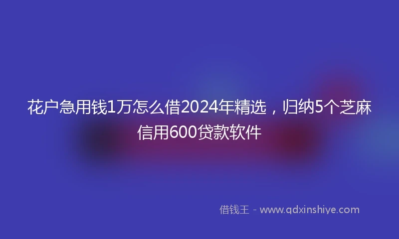 花户急用钱1万怎么借2024年精选,归纳5个芝麻信用600贷款软件