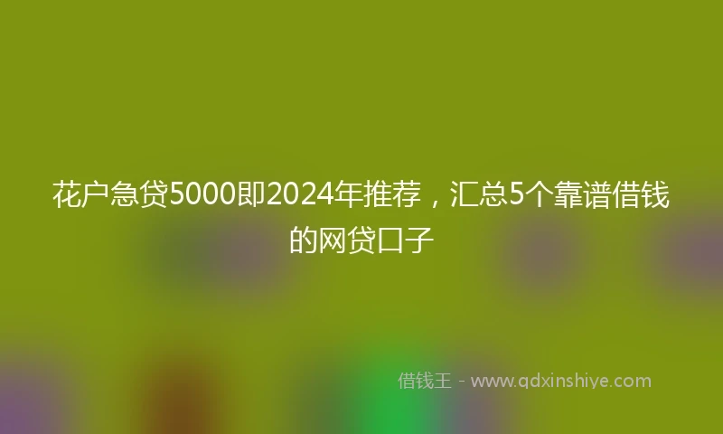 花户急贷5000即2024年推荐，汇总5个靠谱借钱的网贷口子