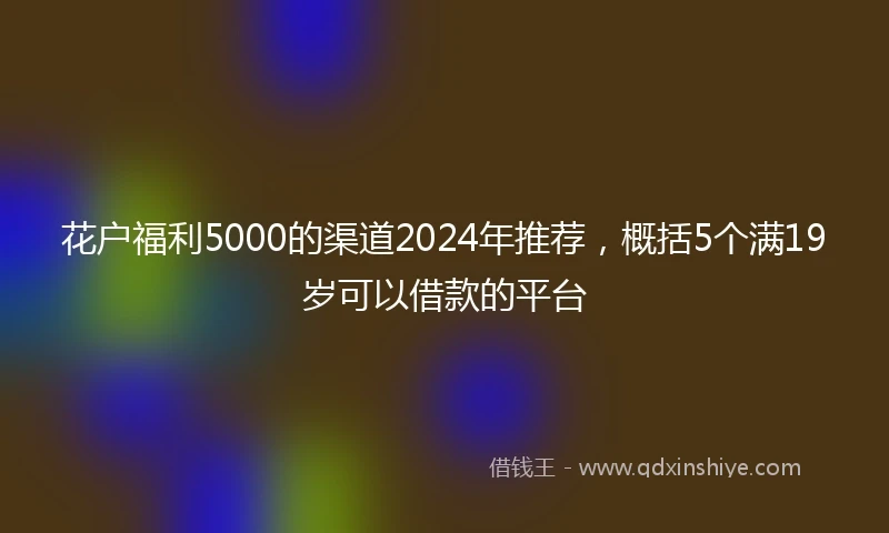 花户福利5000的渠道2024年推荐，概括5个满19岁可以借款的平台
