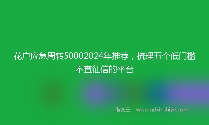 花户应急周转50002024年推荐，梳理五个低门槛不查征信的平台