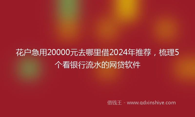 花户急用20000元去哪里借2024年推荐，梳理5个看银行流水的网贷软件