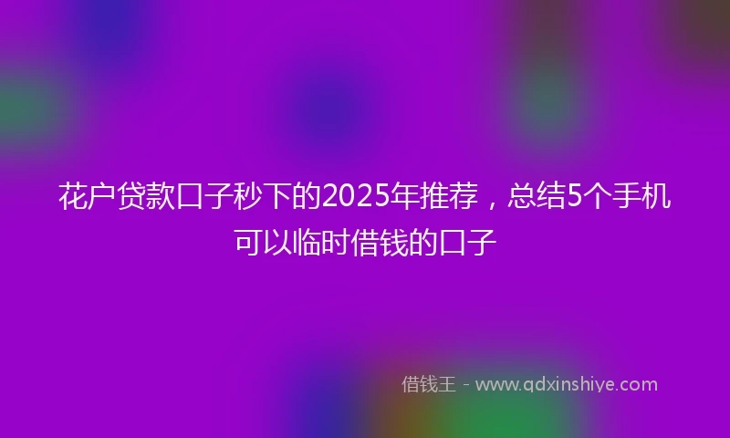 花户贷款口子秒下的2025年推荐，总结5个手机可以临时借钱的口子