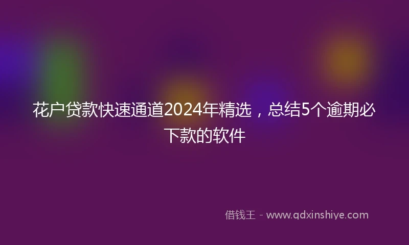 花户贷款快速通道2024年精选，总结5个逾期必下款的软件