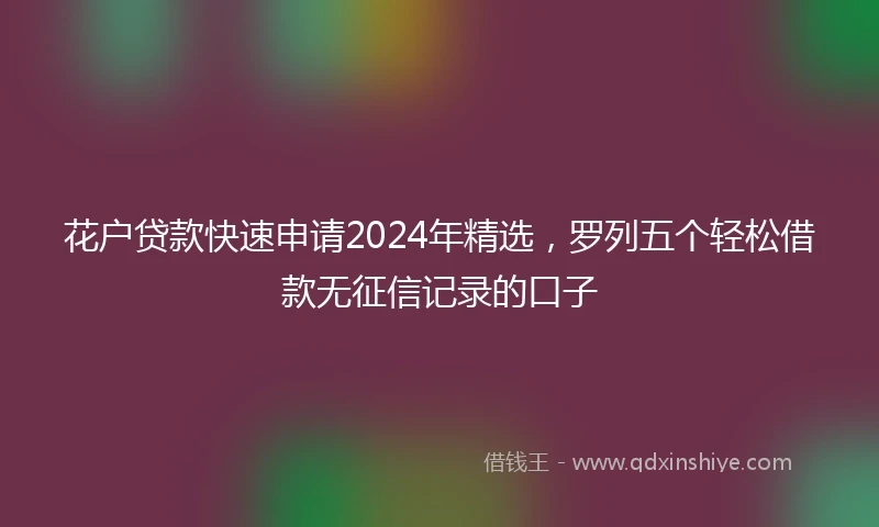 花户贷款快速申请2024年精选，罗列五个轻松借款无征信记录的口子