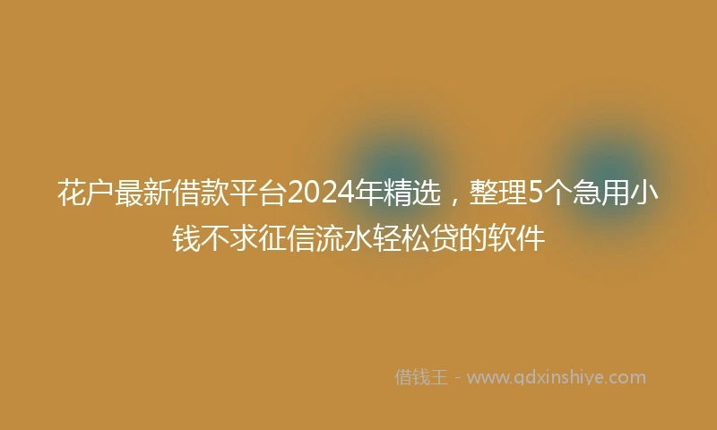 花户最新借款平台2024年精选，整理5个急用小钱不求征信流水轻松贷的软件