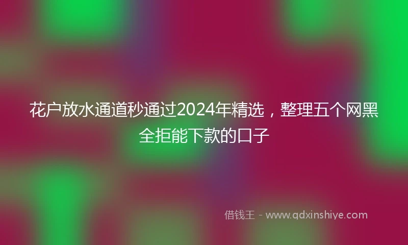 花户放水通道秒通过2024年精选，整理五个网黑全拒能下款的口子