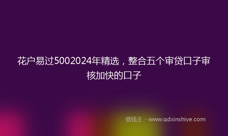 花户易过5002024年精选，整合五个审贷口子审核加快的口子