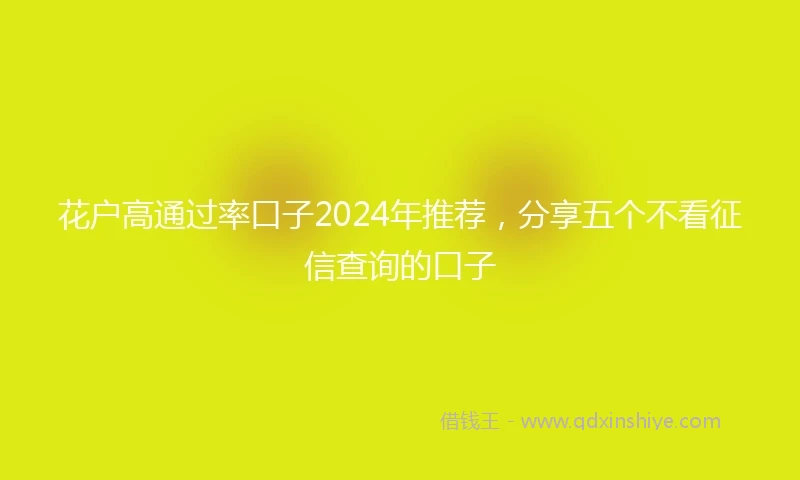 花户高通过率口子2024年推荐，分享五个不看征信查询的口子