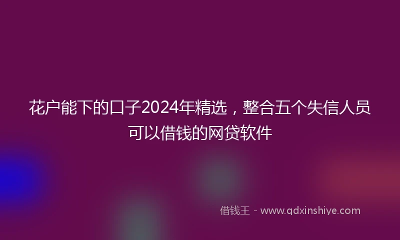 花户能下的口子2024年精选，整合五个失信人员可以借钱的网贷软件