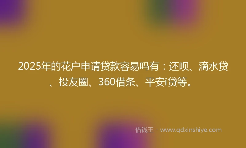 2025年的花户申请贷款容易吗有：还呗、滴水贷、投友圈、360借条、平安i贷等。