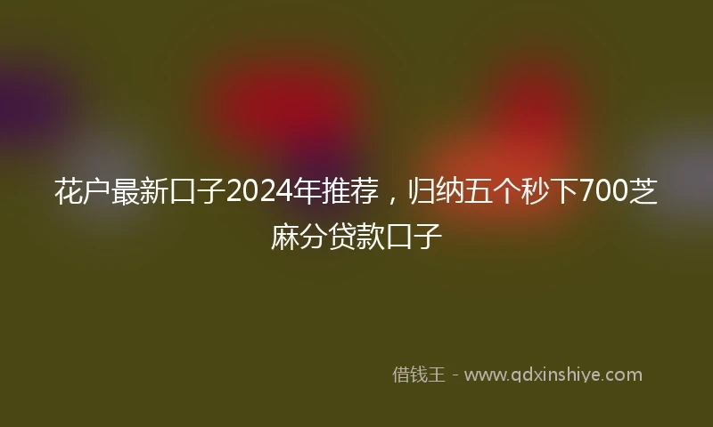 花户最新口子2024年推荐，归纳五个秒下700芝麻分贷款口子