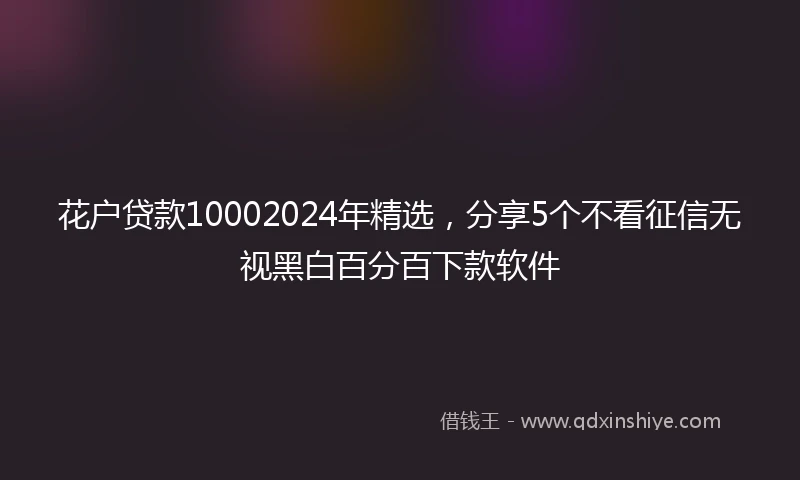 花户贷款10002024年精选，分享5个不看征信无视黑白百分百下款软件