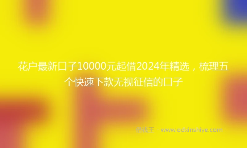 花户最新口子10000元起借2024年精选，梳理五个快速下款无视征信的口子