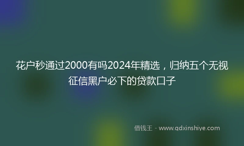 花户秒通过2000有吗2024年精选，归纳五个无视征信黑户必下的贷款口子