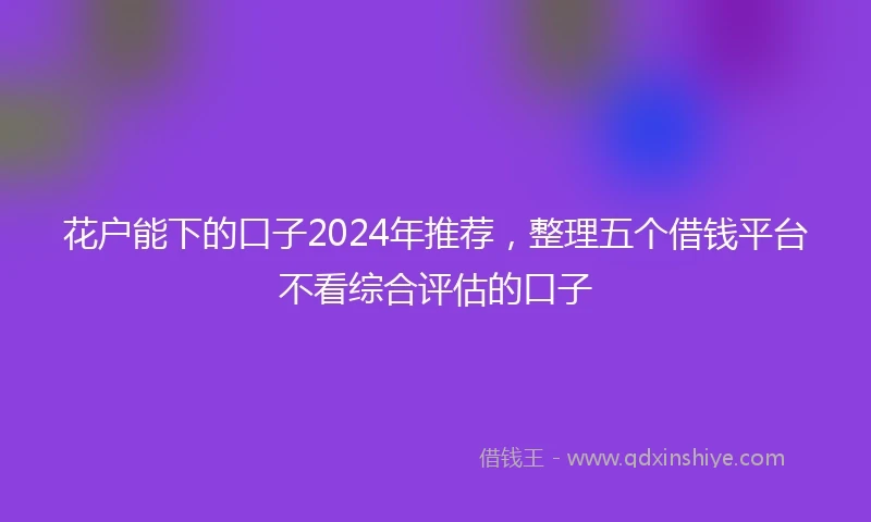 花户能下的口子2024年推荐，整理五个借钱平台不看综合评估的口子