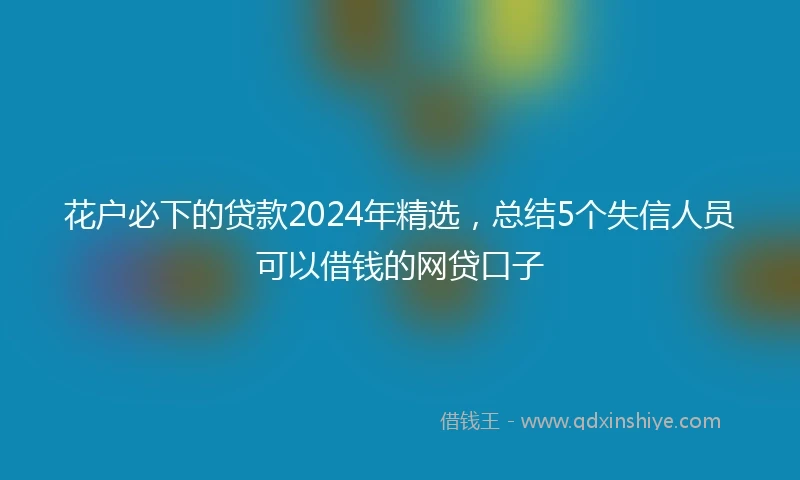 花户必下的贷款2024年精选，总结5个失信人员可以借钱的网贷口子
