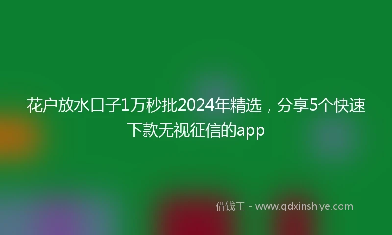 花户放水口子1万秒批2024年精选，分享5个快速下款无视征信的app