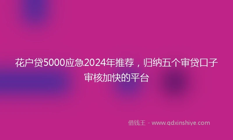 花户贷5000应急2024年推荐，归纳五个审贷口子审核加快的平台