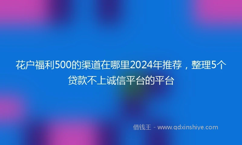 花户福利500的渠道在哪里2024年推荐，整理5个贷款不上诚信平台的平台