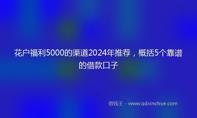 花户福利5000的渠道2024年推荐，概括5个靠谱的借款口子