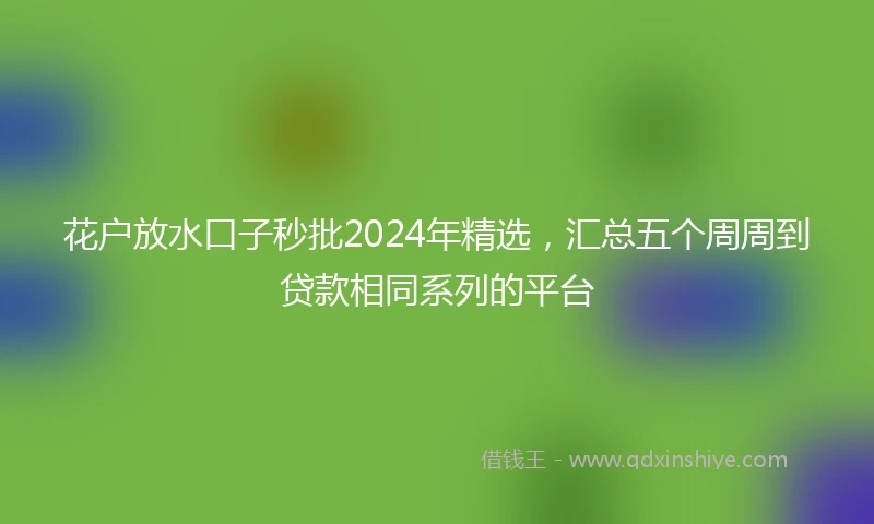 花户放水口子秒批2024年精选，汇总五个周周到贷款相同系列的平台