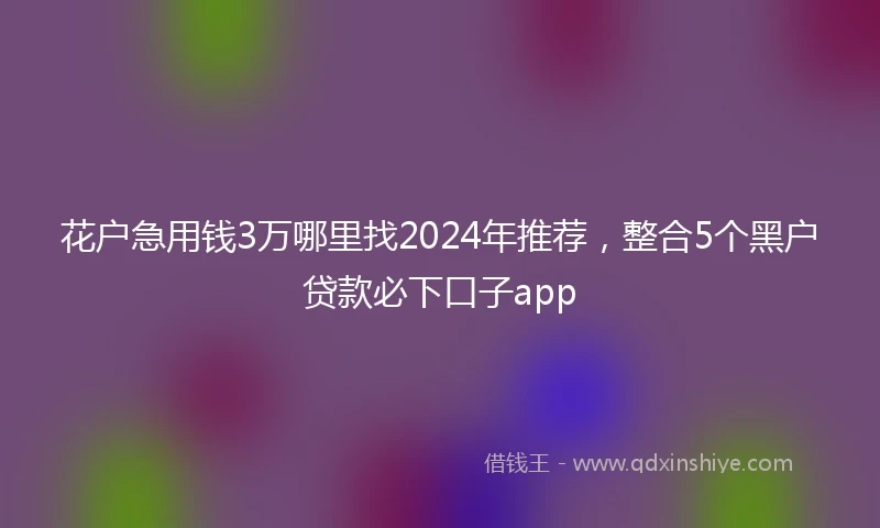 花户急用钱3万哪里找2024年推荐，整合5个黑户贷款必下口子app