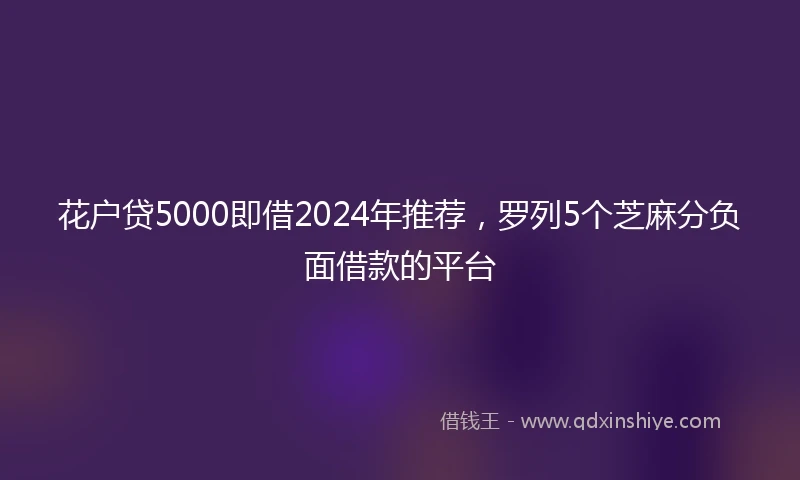 花户贷5000即借2024年推荐，罗列5个芝麻分负面借款的平台