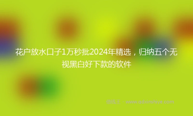 花户放水口子1万秒批2024年精选，归纳五个无视黑白好下款的软件