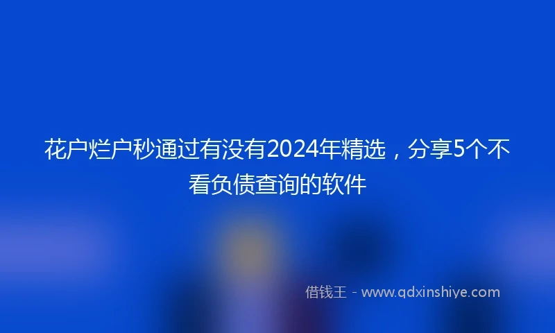花户烂户秒通过有没有2024年精选，分享5个不看负债查询的软件