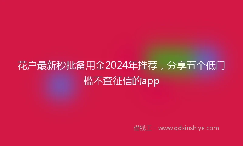 花户最新秒批备用金2024年推荐，分享五个低门槛不查征信的app