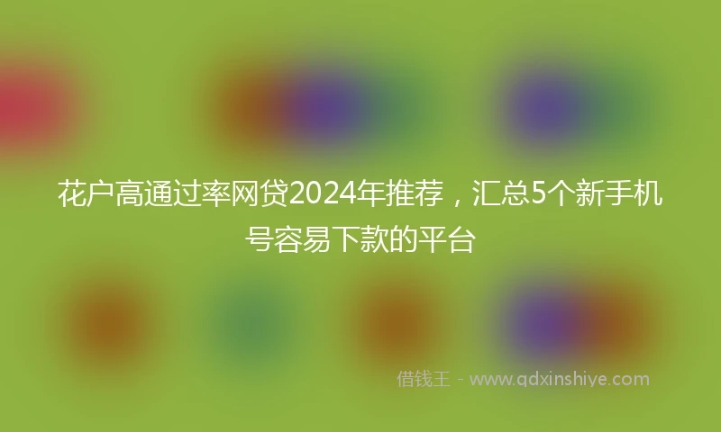 花户高通过率网贷2024年推荐，汇总5个新手机号容易下款的平台